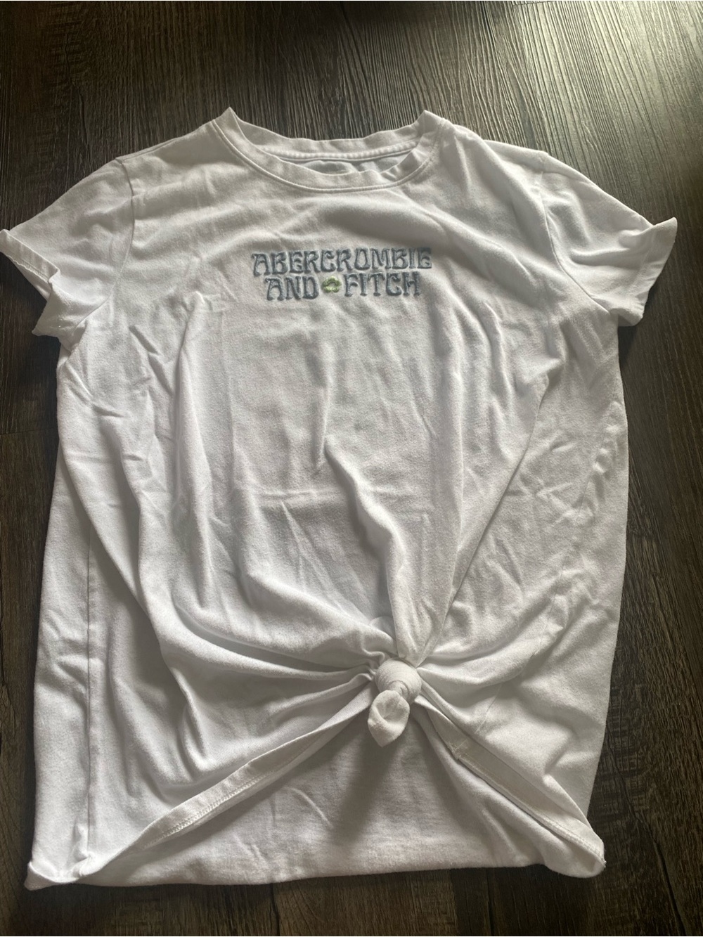 Abercrombie Kids White Short-Sleeve Tie-Front Tee with Blue Logo